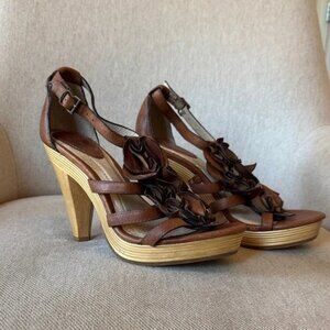Frye Janna Flower Leather Strappy Heels